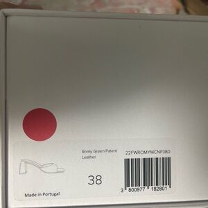 By Far green patent heel sandals